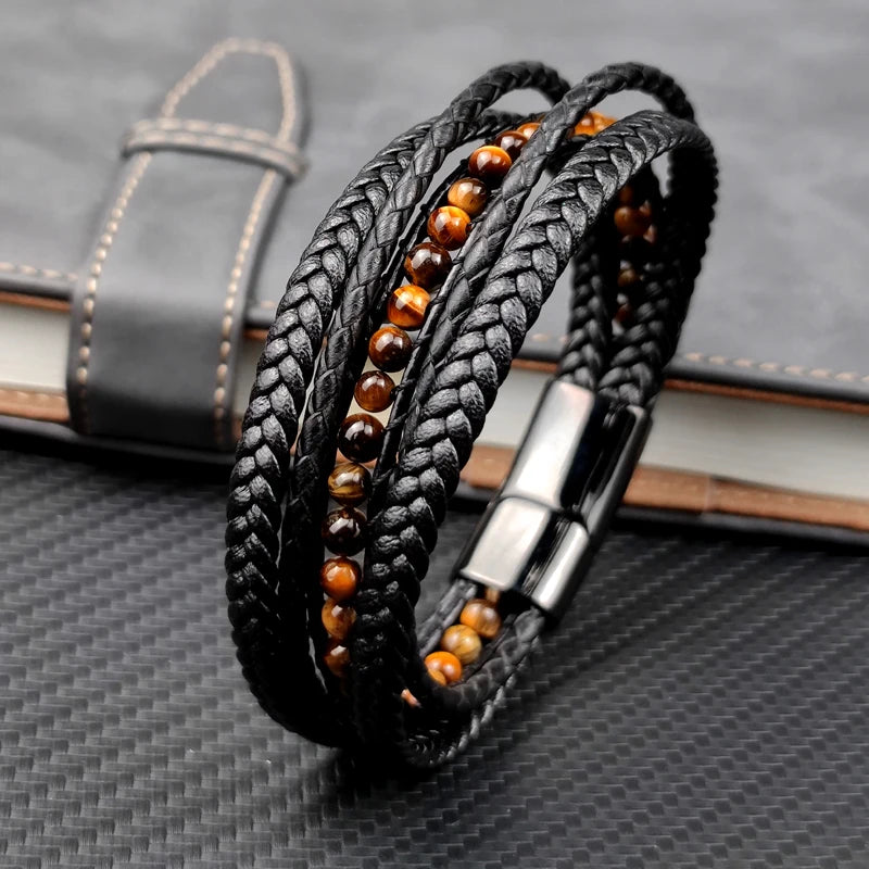 Tiger Eye Beaded Magnetic Bracelets