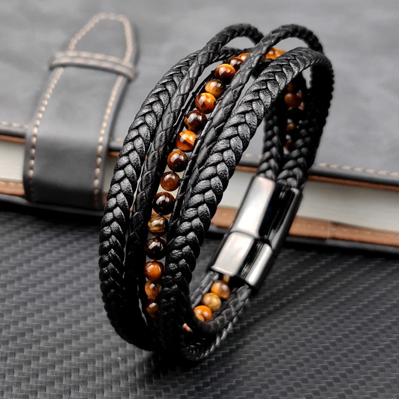 Tiger Eye Beaded Magnetic Bracelets