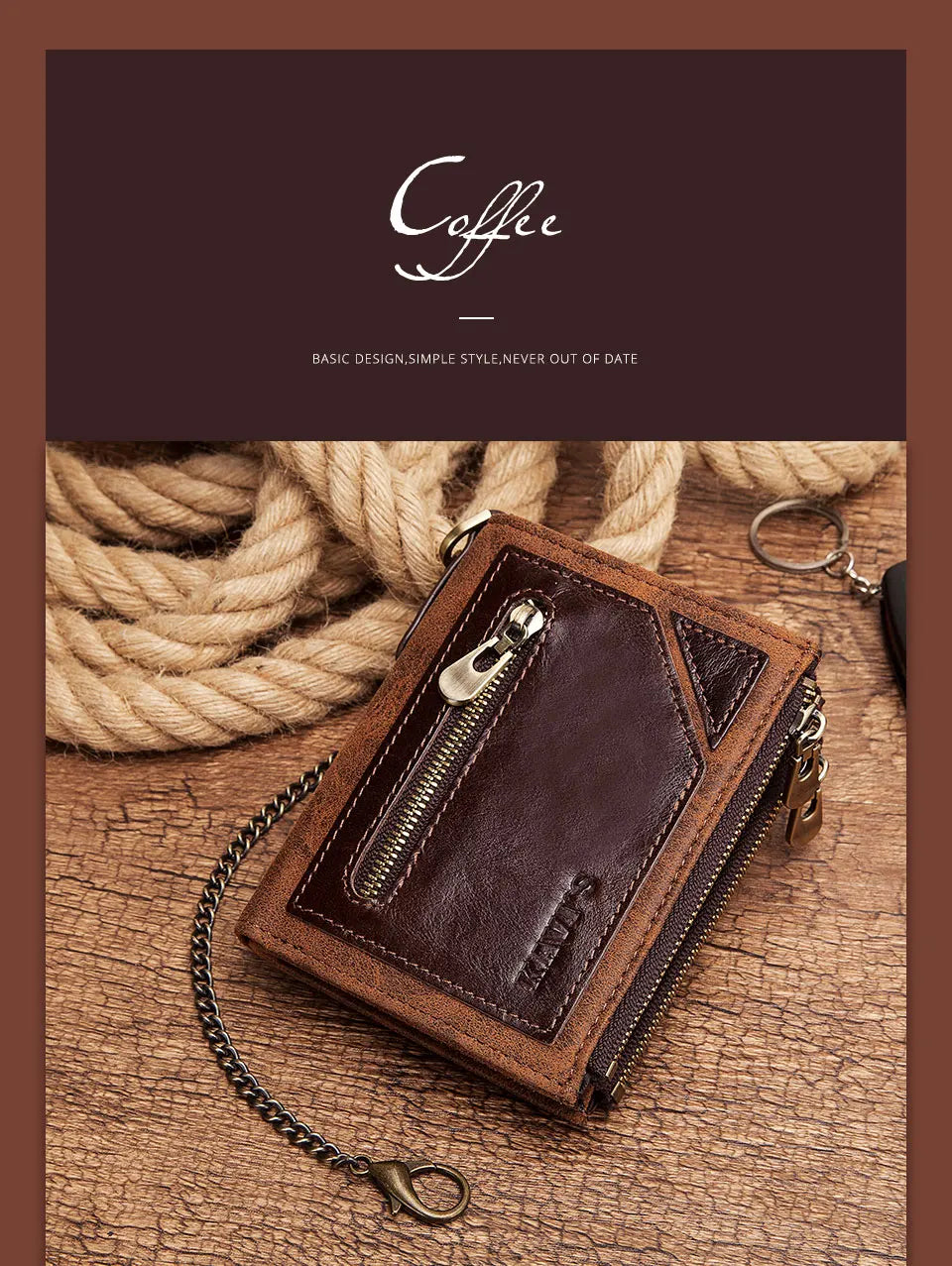 Leather Wallet with Chain