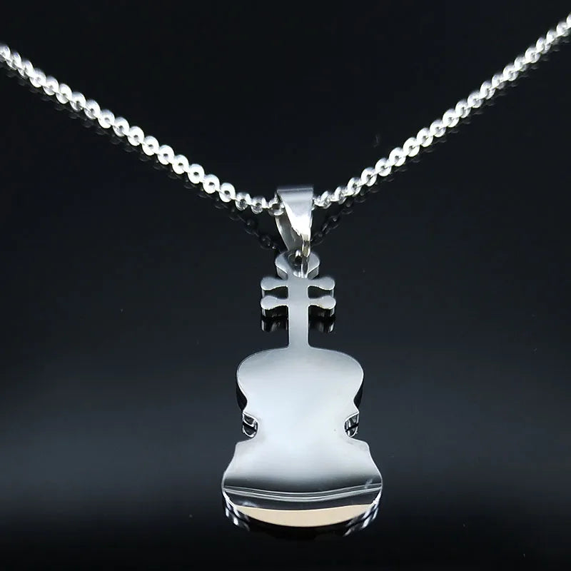 Black Violin Pendant Necklace