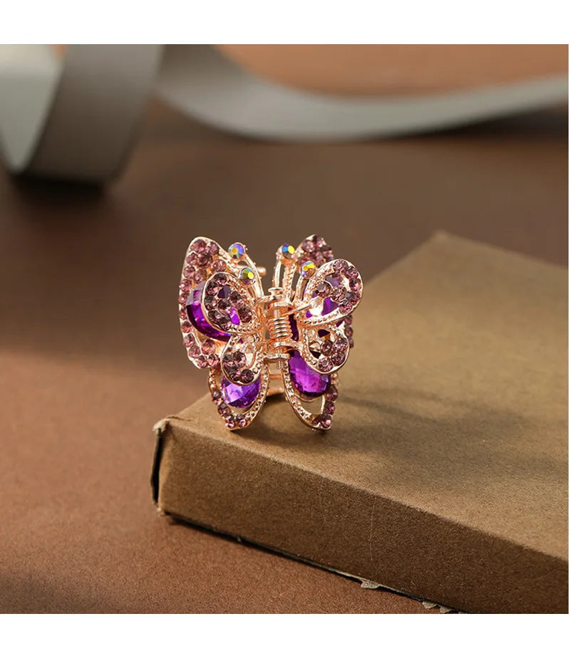 Rhinestone Butterfly Hair Clips