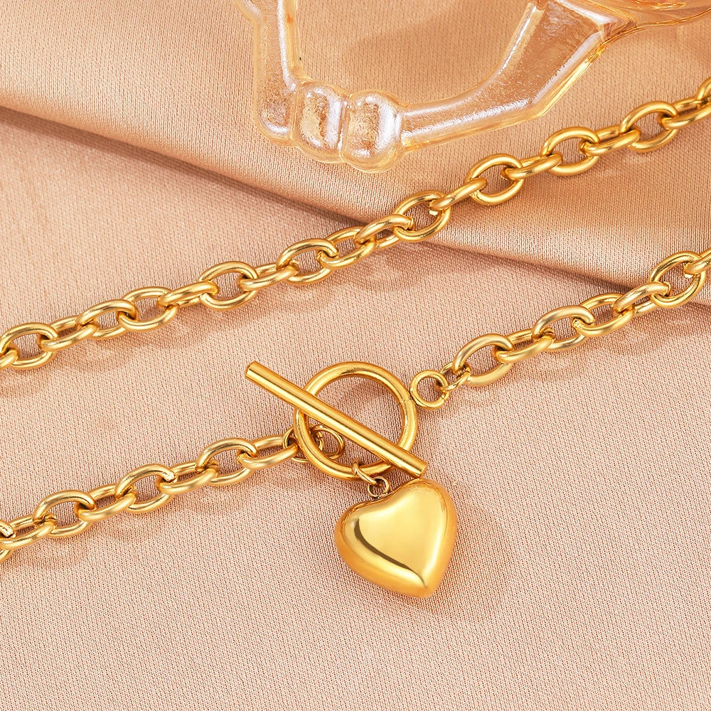 Silver/Gold Heart Pendant Necklaces