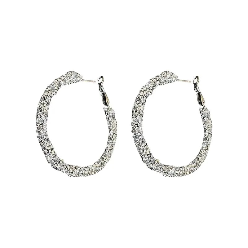 Round Rhinestone Hoop Earrings