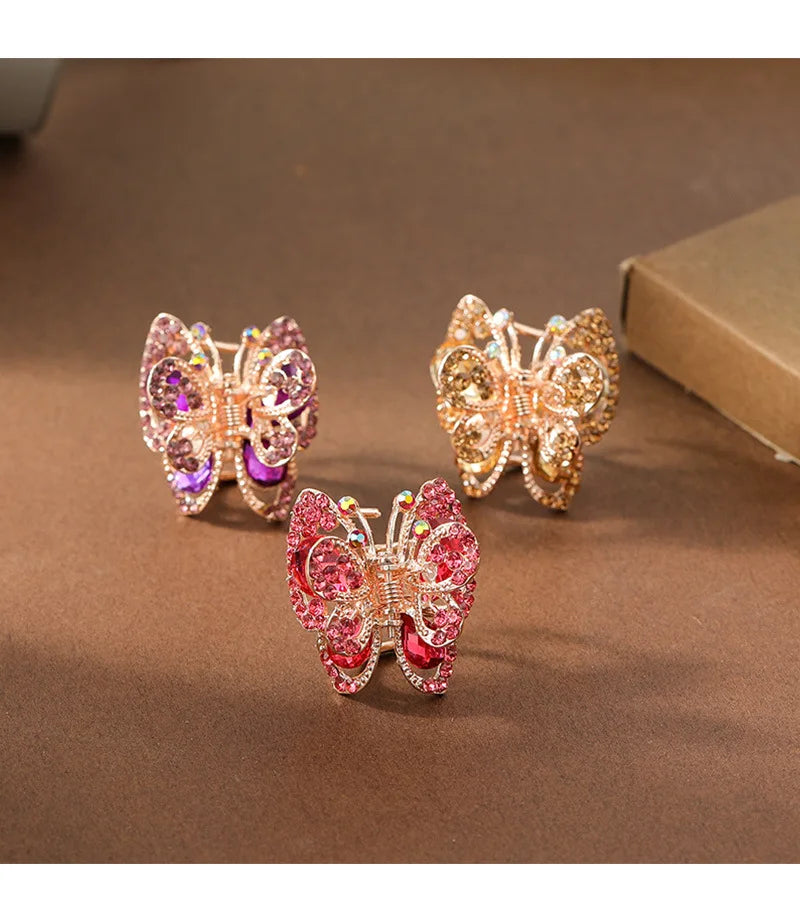 Rhinestone Butterfly Hair Clips