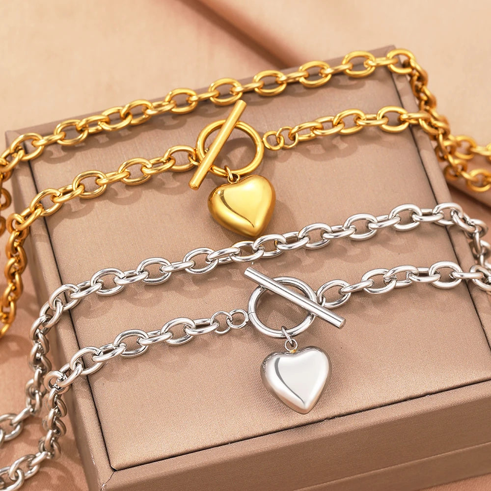 Silver/Gold Heart Pendant Necklaces