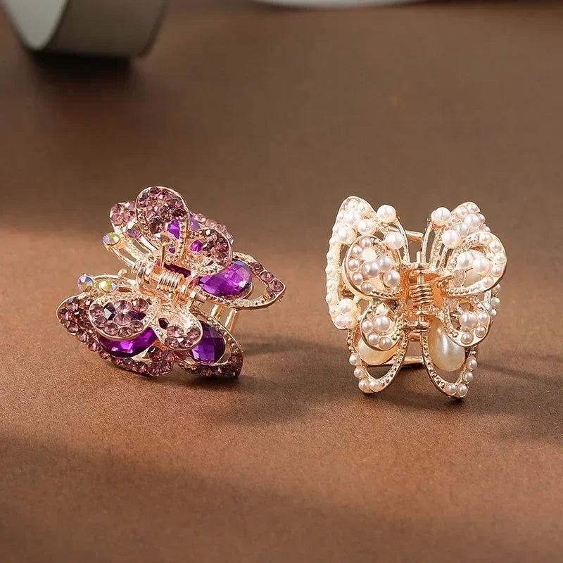 Rhinestone Butterfly Hair Clips