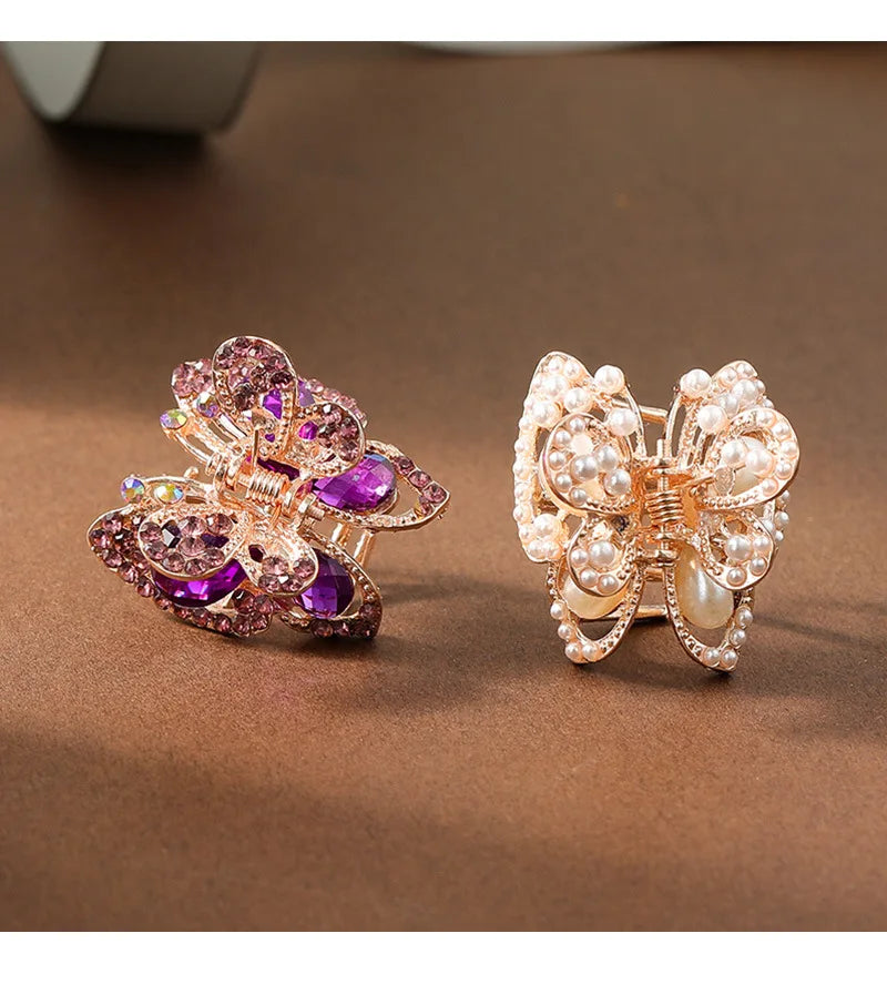 Rhinestone Butterfly Hair Clips