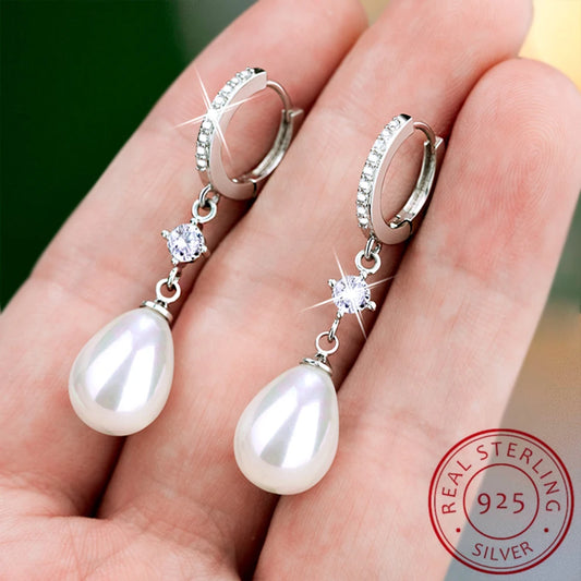 Sterling Silver/Gold Pearl Earrings