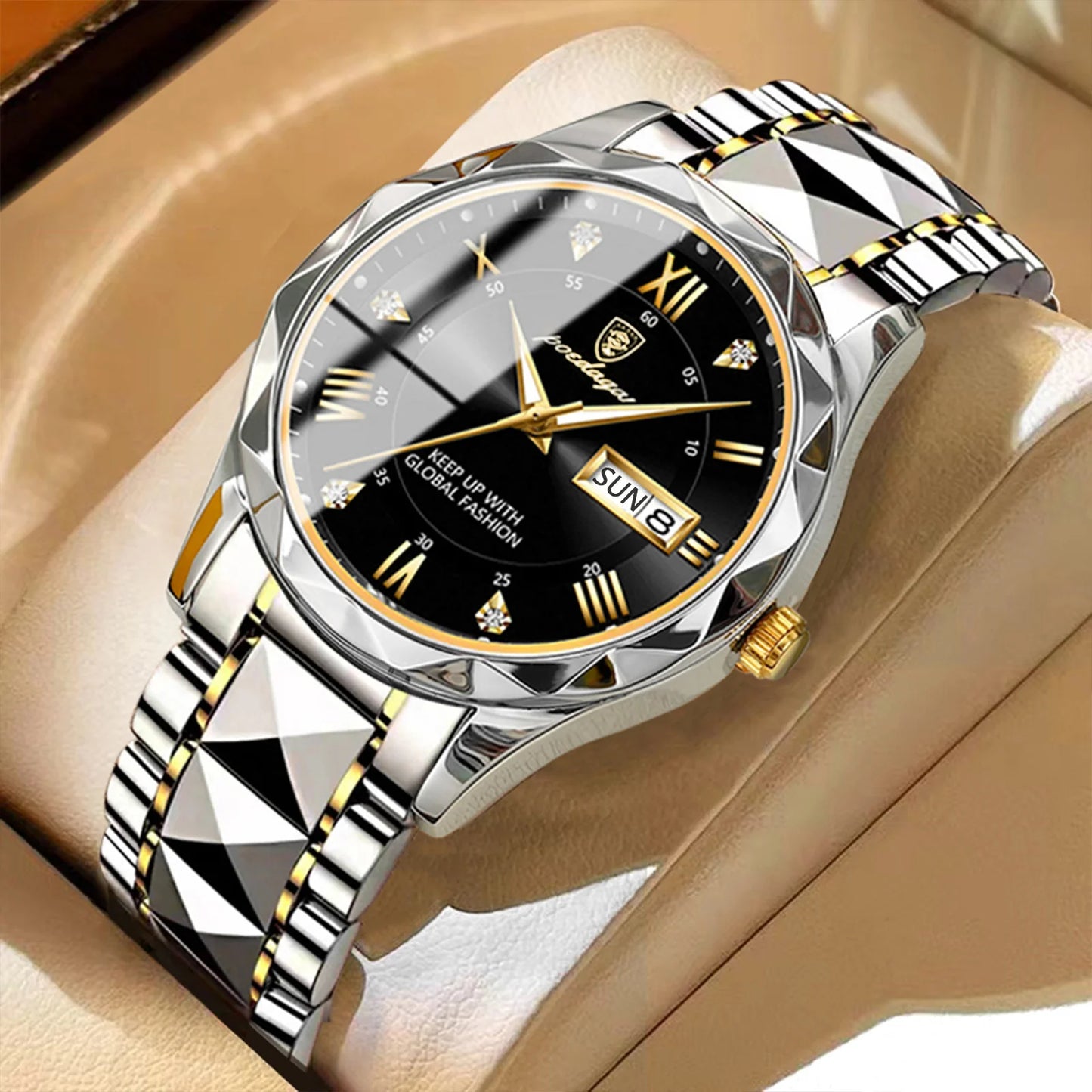 Luminous Steel & Quartz Water Resistant Watch