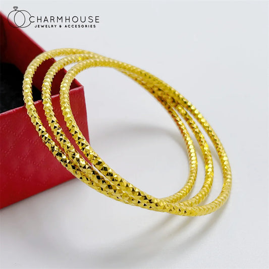 Gold Plated Circle Cuff Bangles