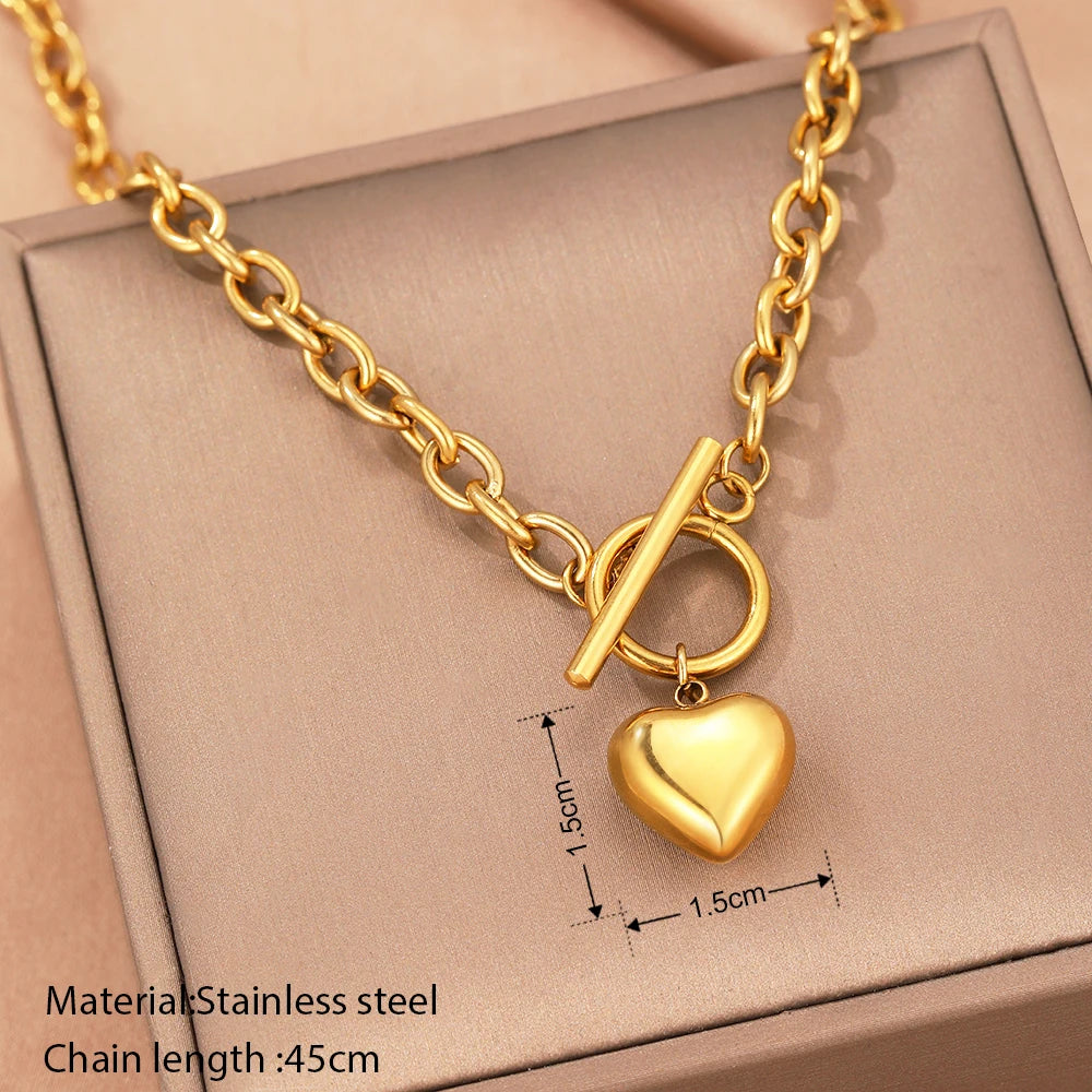 Silver/Gold Heart Pendant Necklaces