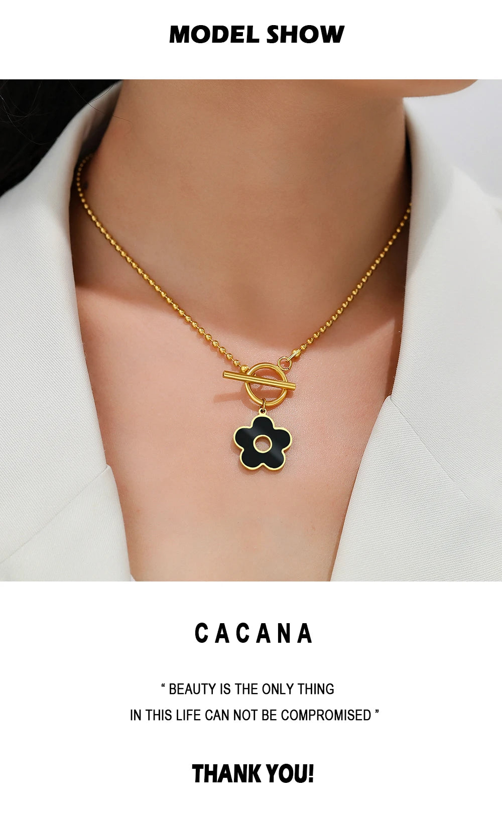 Black Flower Pendant Chains