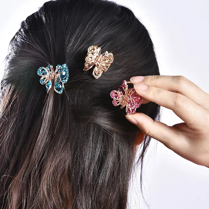 Rhinestone Butterfly Hair Clips