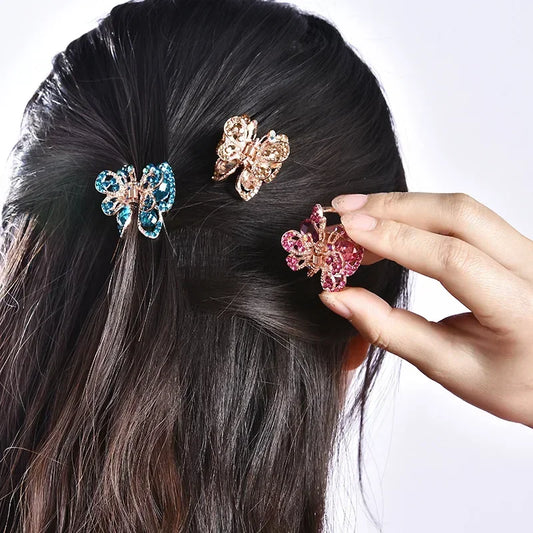 Rhinestone Butterfly Hair Clips