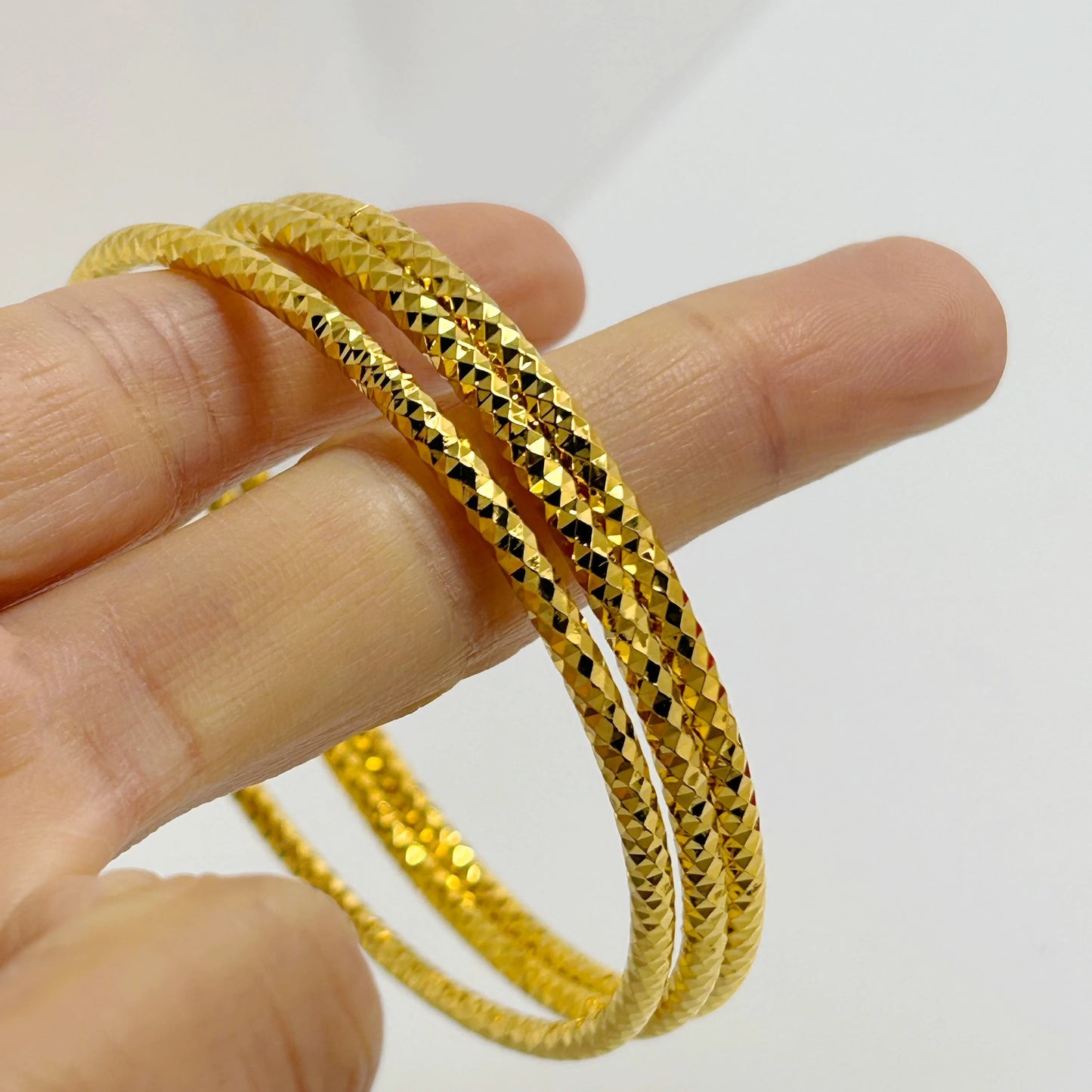 Gold Plated Circle Cuff Bangles